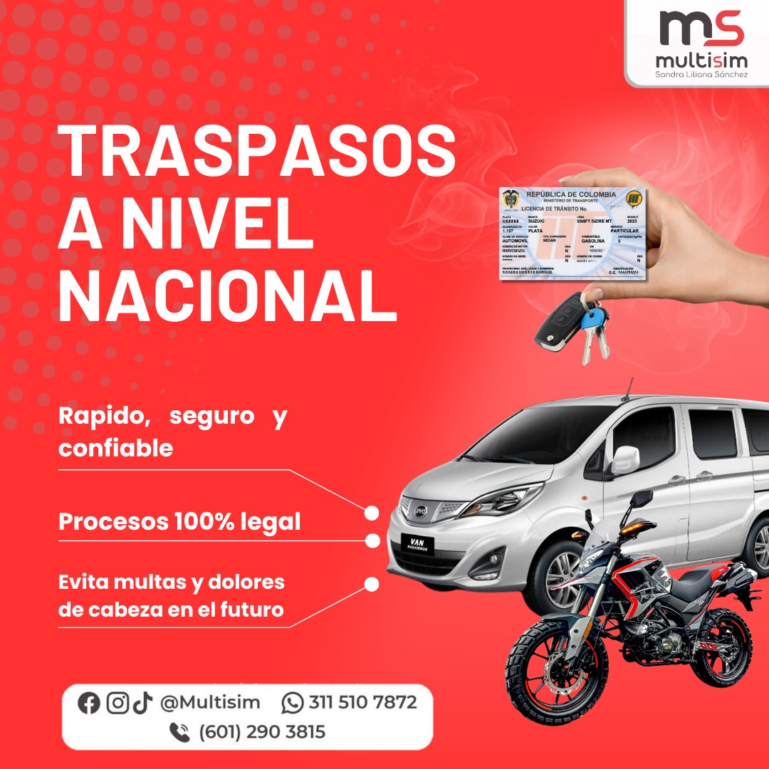 traspaso vehiculos a nivel nacional